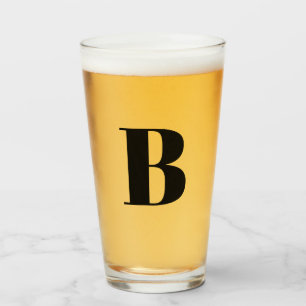 Moderne Monogramm-Initial-Bier Glas