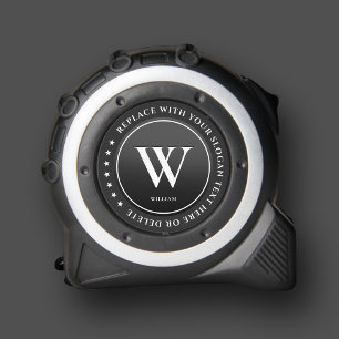 Moderne Monogramm-Initial-Konstruktion Schwarz Wei Maßband