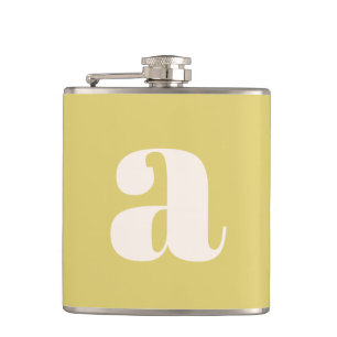 Moderne Monogramm-Initiale Buchstabe Softgelb Hoch Flachmann