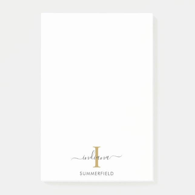 Moderne Monogramm-Initiale Elegante Schrift Geschä Post-it Klebezettel (Vorderseite)