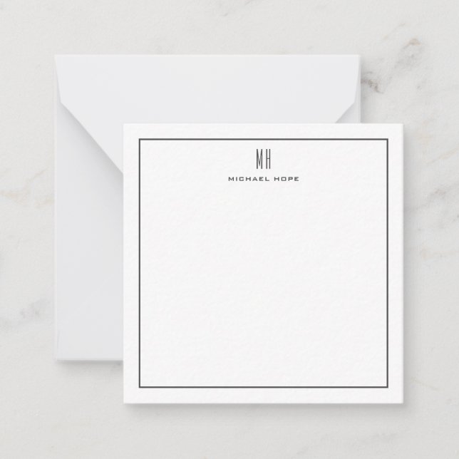Moderne Monogramm-Initialen Beruflich Schlicht ein Mitteilungskarte (Vorderseite)
