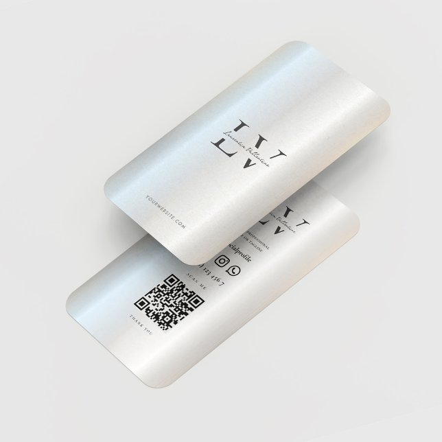Moderne Monogramm-Initialen Beruflich Silver Visitenkarte (Modern Monogram Initials Professional Silver Business Card
)