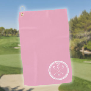 Moderne Monogramm-Initialen Feminines Rosa Golfhandtuch