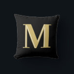 Moderne Monogramm-Initialen Kissen<br><div class="desc">Moderne monModerne Monogramm Initialen Typografie Ogramm Typografie Gold schwarz</div>