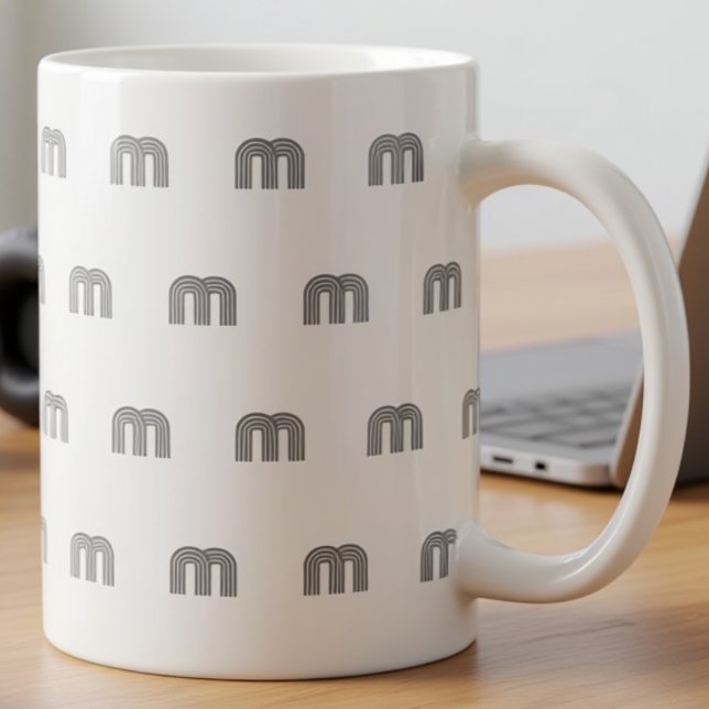 Moderne Monogramm-Initialen-Muster Minimal Schwarz Kaffeetasse (Von Creator hochgeladen)