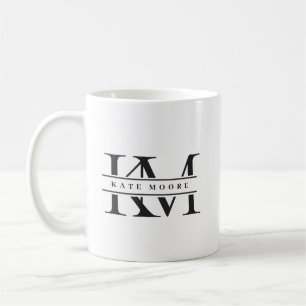 Moderne Monogramm-Initialen Professionell Schwarz Kaffeetasse