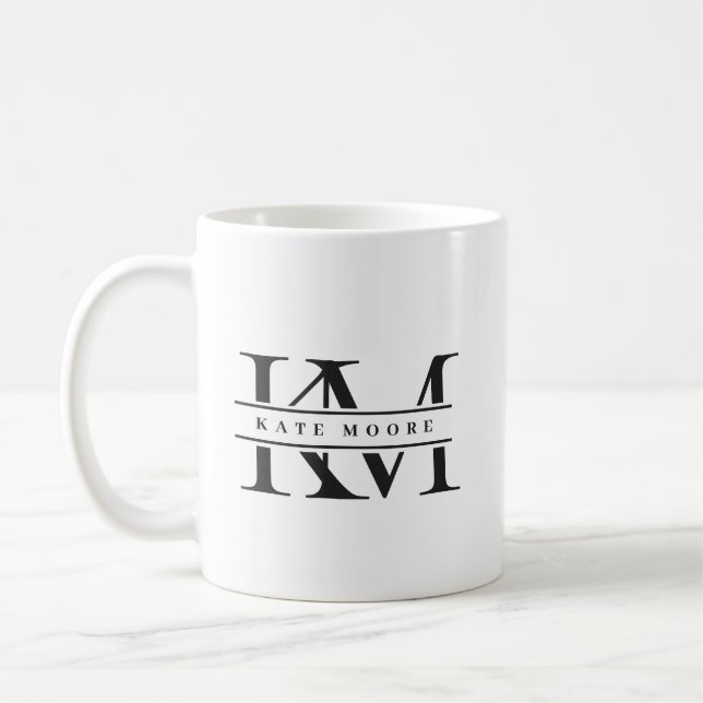 Moderne Monogramm-Initialen Professionell Schwarz  Kaffeetasse (Links)
