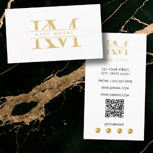 Moderne Monogramm-Initialen Professionelles Weißgo Visitenkarte