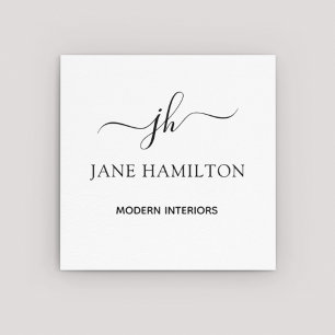 Moderne Monogramm Innenausstattung Quadratische Visitenkarte