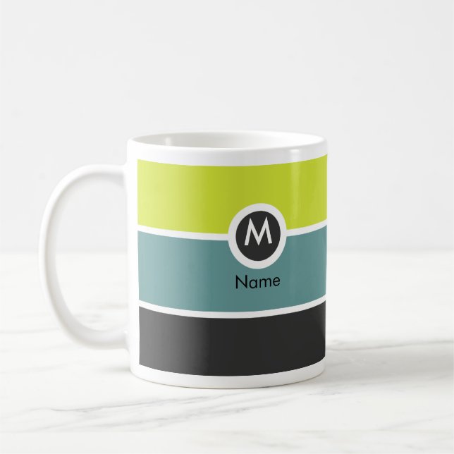 Moderne Monogramm-Kaffee-Tasse - Gelb/dunkelgraues Kaffeetasse (Links)