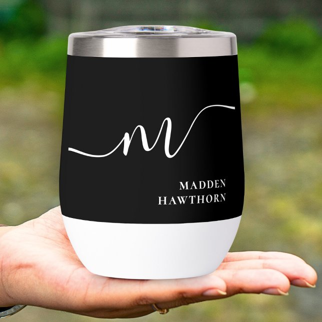 Moderne Monogramm Kalligrafie Schwarz-weiß Bridesm (Von Creator hochgeladen)