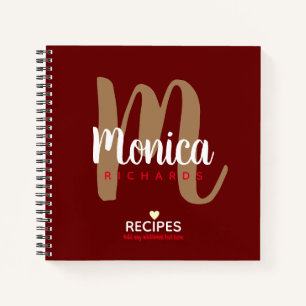 moderne monogramm Koch Rezepte dunkelrot Notizbuch