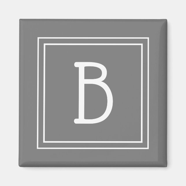 Moderne Monogramm Letter Initial Template Grau Wei Magnet (Vorne)