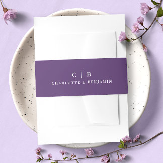 Moderne Monogramm-Lila-Wisteria-Hochzeit Einladungsbanderole
