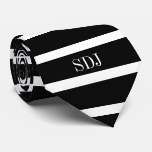 Moderne Monogramm-Mens aus schwarzem und weißem St Krawatte