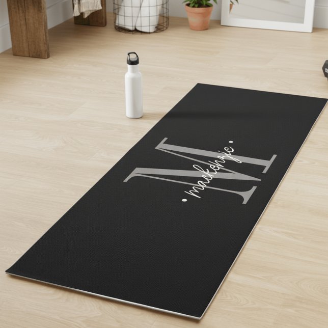 Moderne Monogramm-Minimal-Schwarz-Weiß Yogamatte (Von Creator hochgeladen)