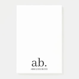 Moderne Monogramm-Minimalist Stilvolles Design Post-it Klebezettel