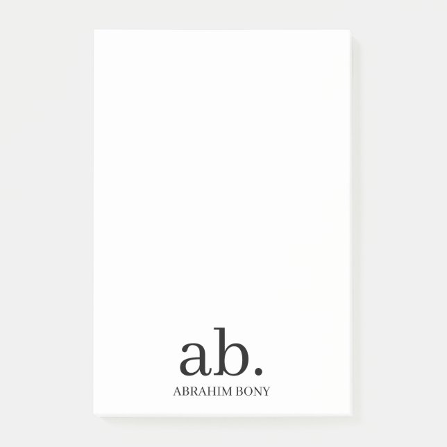 Moderne Monogramm-Minimalist Stilvolles Design Post-it Klebezettel (Vorderseite)
