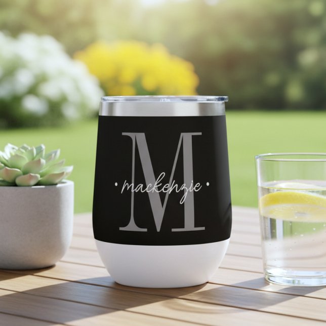 Moderne Monogramm-Minimalistik Schwarz Weiß (Von Creator hochgeladen)