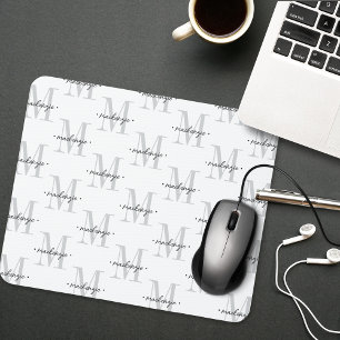 Moderne Monogramm-Minimalistik Schwarz Weiß Mousepad