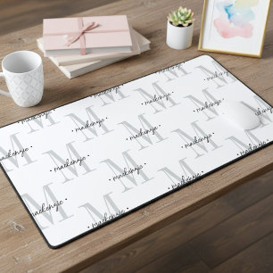 Moderne Monogramm-Minimalistik Schwarz Weiß Schreibtischunterlage
