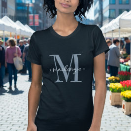 Moderne Monogramm-Minimalistik Schwarz Weiß T-Shirt