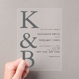 Moderne Monogramm-Minimalistische Hochzeit Acryleinladungen