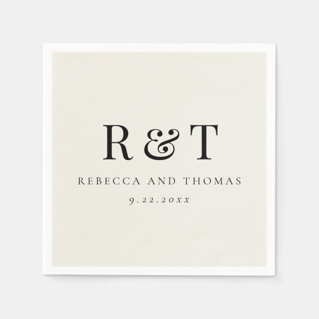 Moderne Monogramm-Minimalistische Hochzeit Serviette (Vorderseite)