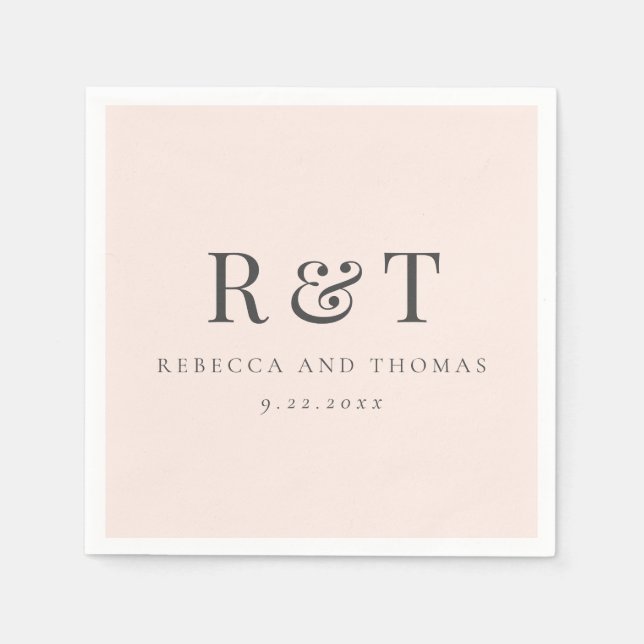 Moderne Monogramm-Minimalistische Hochzeit Serviette (Vorderseite)