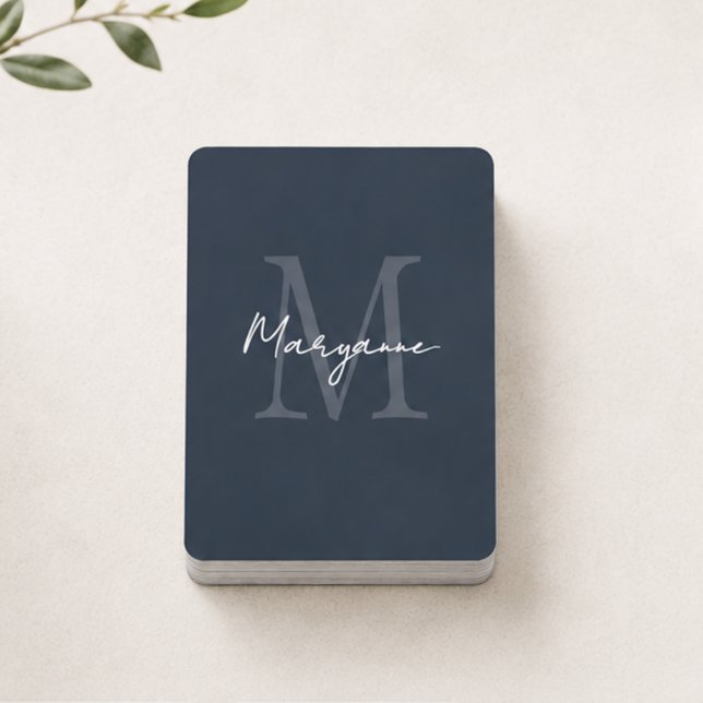 Moderne Monogramm Name Blau Spielkarten (Von Creator hochgeladen)