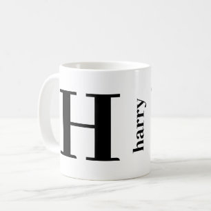 Moderne Monogramm-Name in Fettschrift Schwarz-Weiß Kaffeetasse