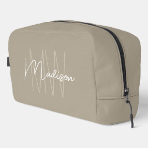 Moderne Monogramm-Name-Schrift Beige Waschbeutel