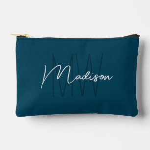 Moderne Monogramm-Name-Schrift Blau Zubehörtasche