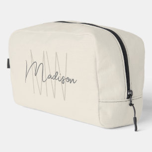 Moderne Monogramm-Name-Schrift Cream Waschbeutel