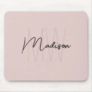 Moderne Monogramm-Name-Schrift Rosa Mousepad