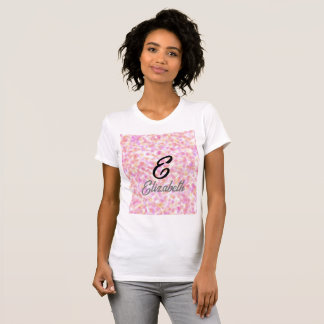 Moderne Monogramm Name Wasserfarbe Rosa Gelbe Punk T-Shirt