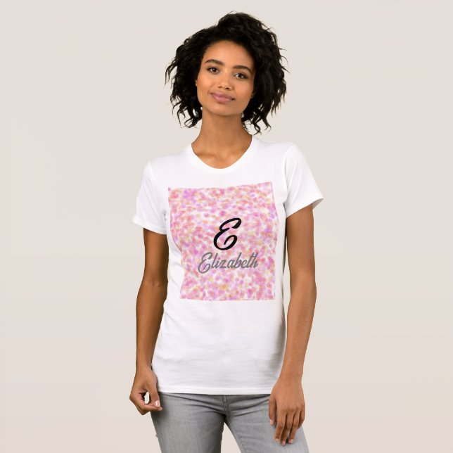 Moderne Monogramm Name Wasserfarbe Rosa Gelbe Punk T-Shirt (Vorne ganz)