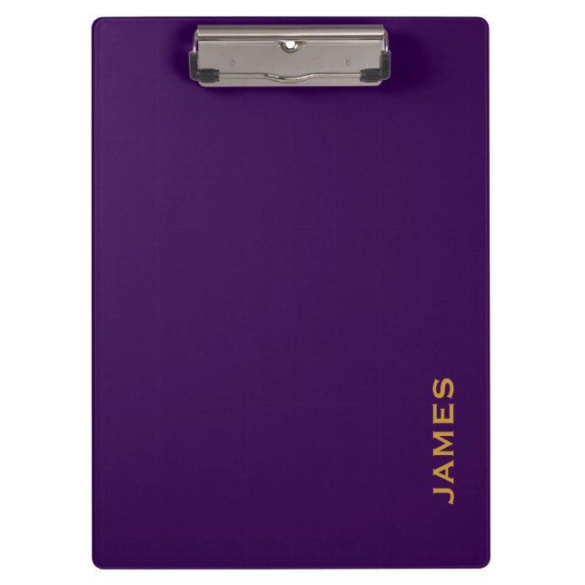 Moderne Monogramm Personal Blau und Gold Klemmbrett (Vorderseite)