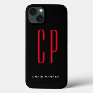 Moderne Monogramm Professional einfarbig Schwarz R Case-Mate iPhone Hülle