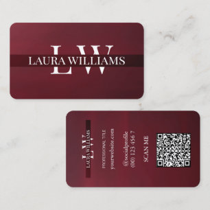Moderne Monogramm Professional Rot Marone Visitenkarte