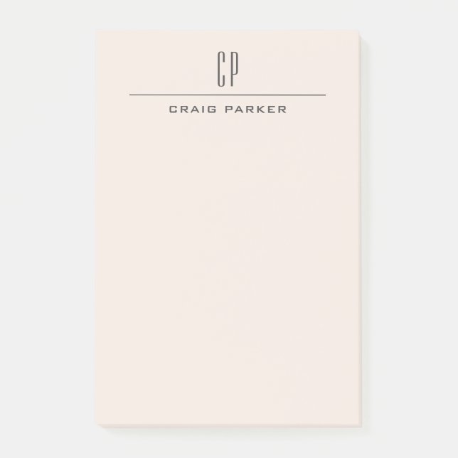Moderne Monogramm-Professionell-Einfarbig-Pastellf Post-it Klebezettel (Vorderseite)