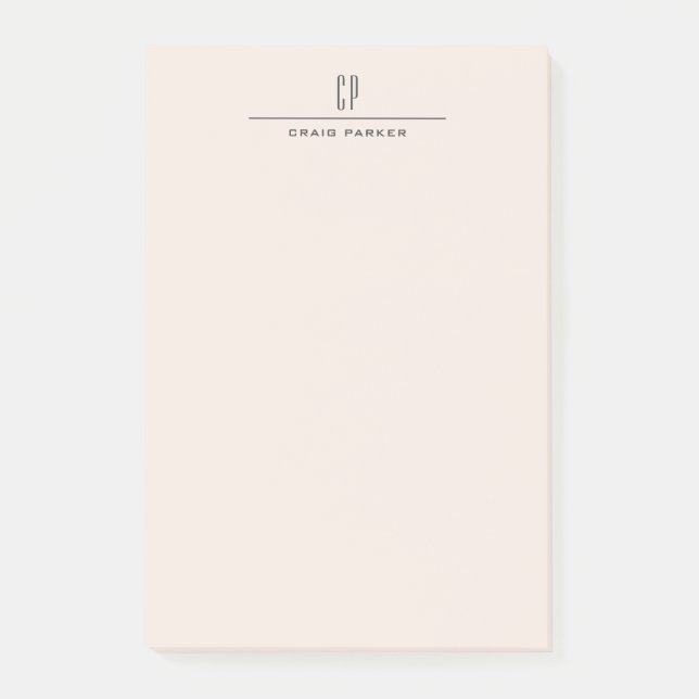 Moderne Monogramm-Professionell-Einfarbig-Pastellf Post-it Klebezettel (Vorderseite)