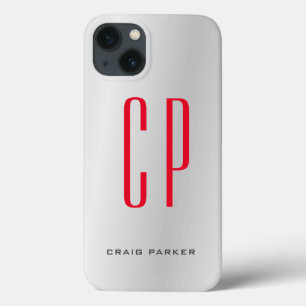 Moderne Monogramm professionell einfarbig silbergr Case-Mate iPhone Hülle