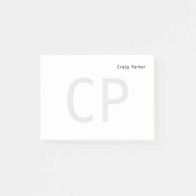 Moderne monogramm professionell schlicht minimalis post-it klebezettel (Vorderseite)