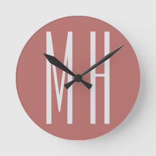 Moderne Monogramm Professionell Schlicht Minimalis Runde Wanduhr