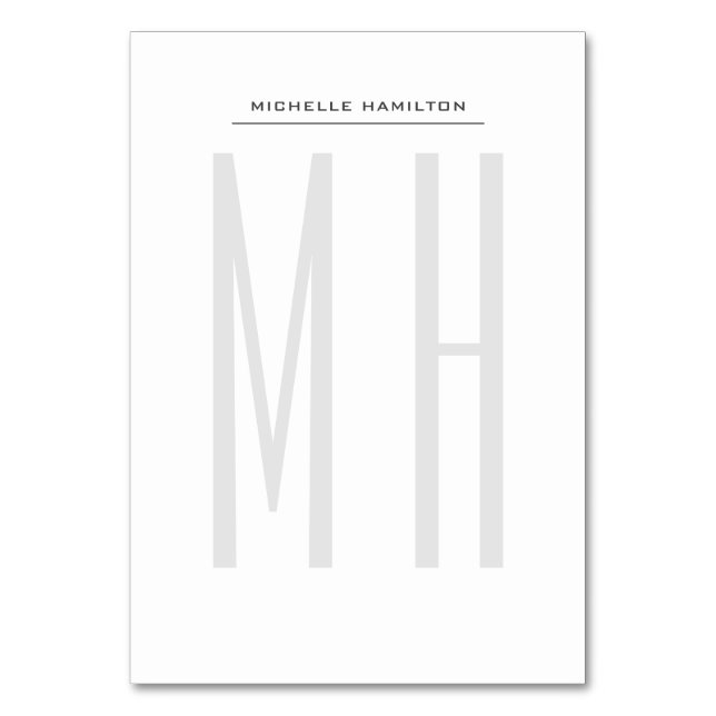 Moderne Monogramm Professionell Schlicht Minimalis Tischnummer (Vorderseite)