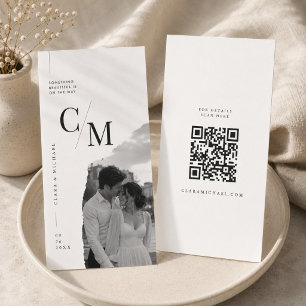 Moderne Monogramm-QR-Save-the-Date-Hochzeitskarte. Save The Date