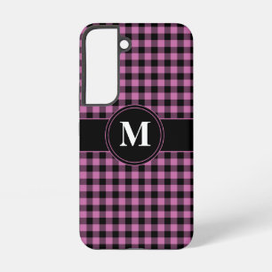 Moderne Monogramm-Rosa-Karomuster Samsung Galaxy Hülle