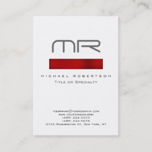 Moderne Monogramm Rot Weiße Saubere Visitenkarte