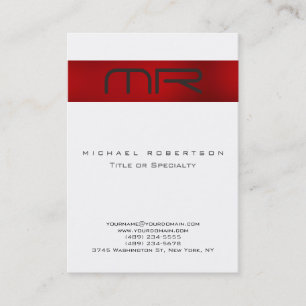 Moderne Monogramm Rot Weiße Saubere Visitenkarte
